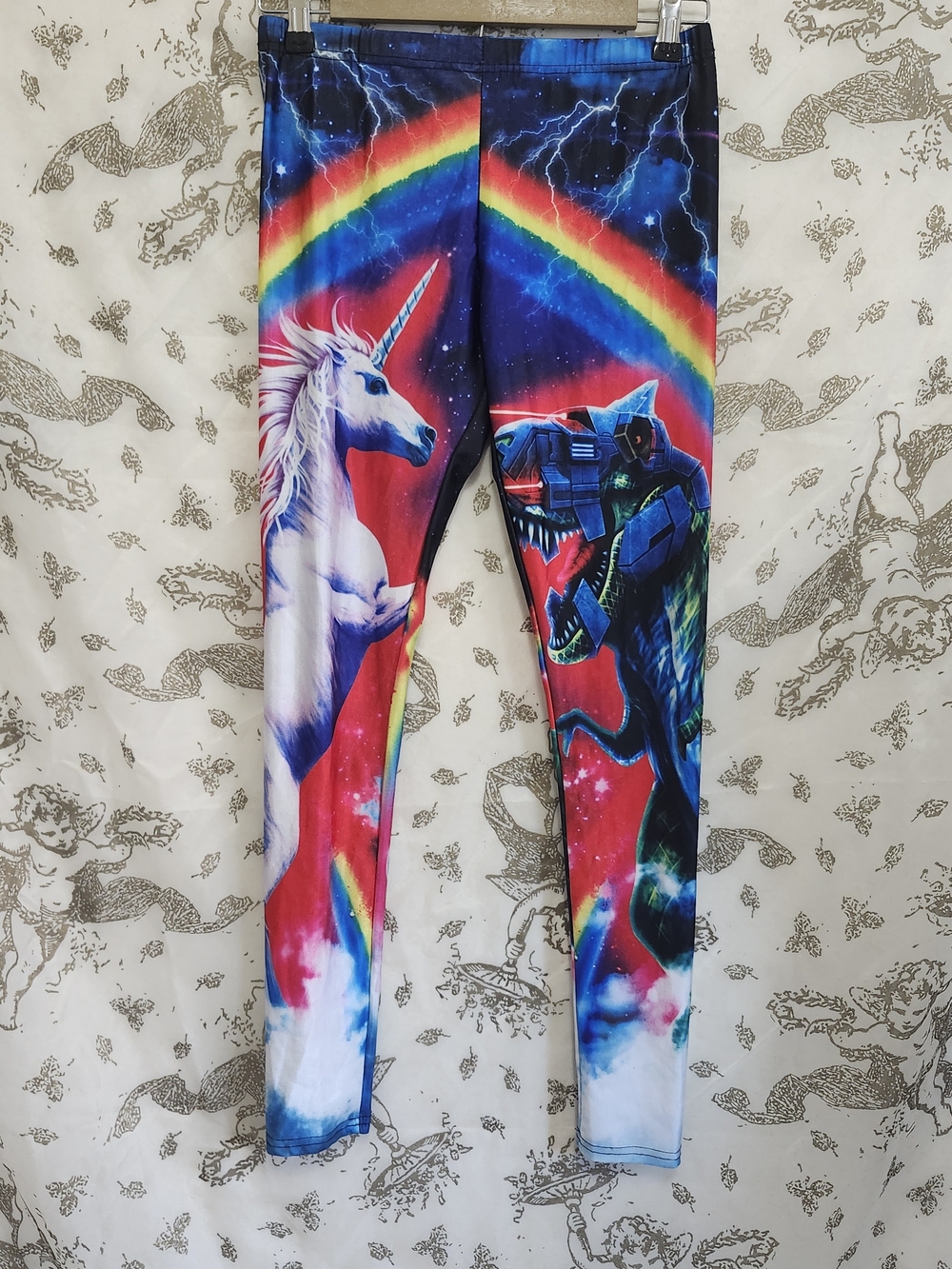 Women's Unicorn Rainbow Galaxy Ankle Leggings Yoga Elastic Waist Stretch M